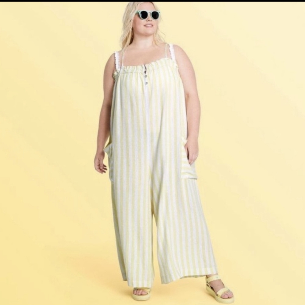 Target x Stoney Clover Lane Yellow and White Stripe Jumpsuit, 1X, NWT